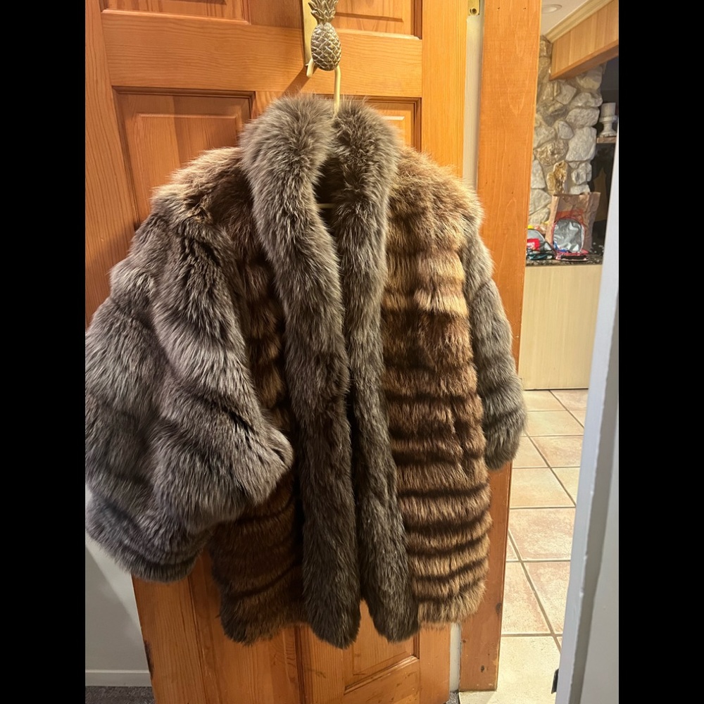 Gorgeous fox and racoon fur coat